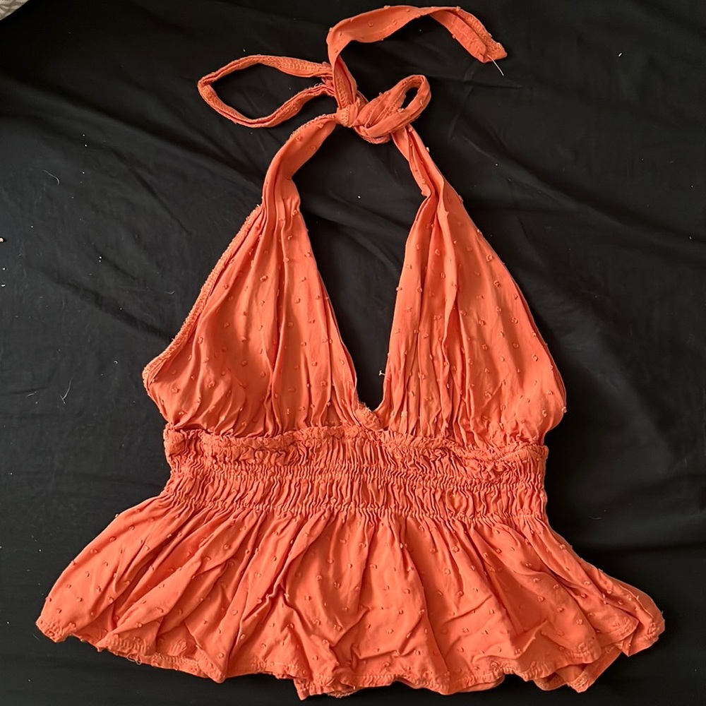Orange SHEIN crop halter top